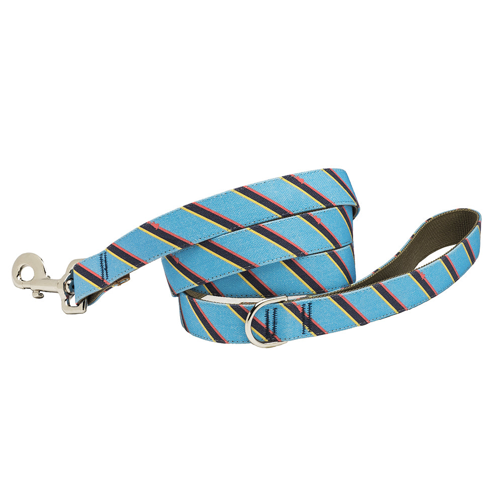 Our Good Dog Spot Prep Repp Stripe Dog Lead Blue
