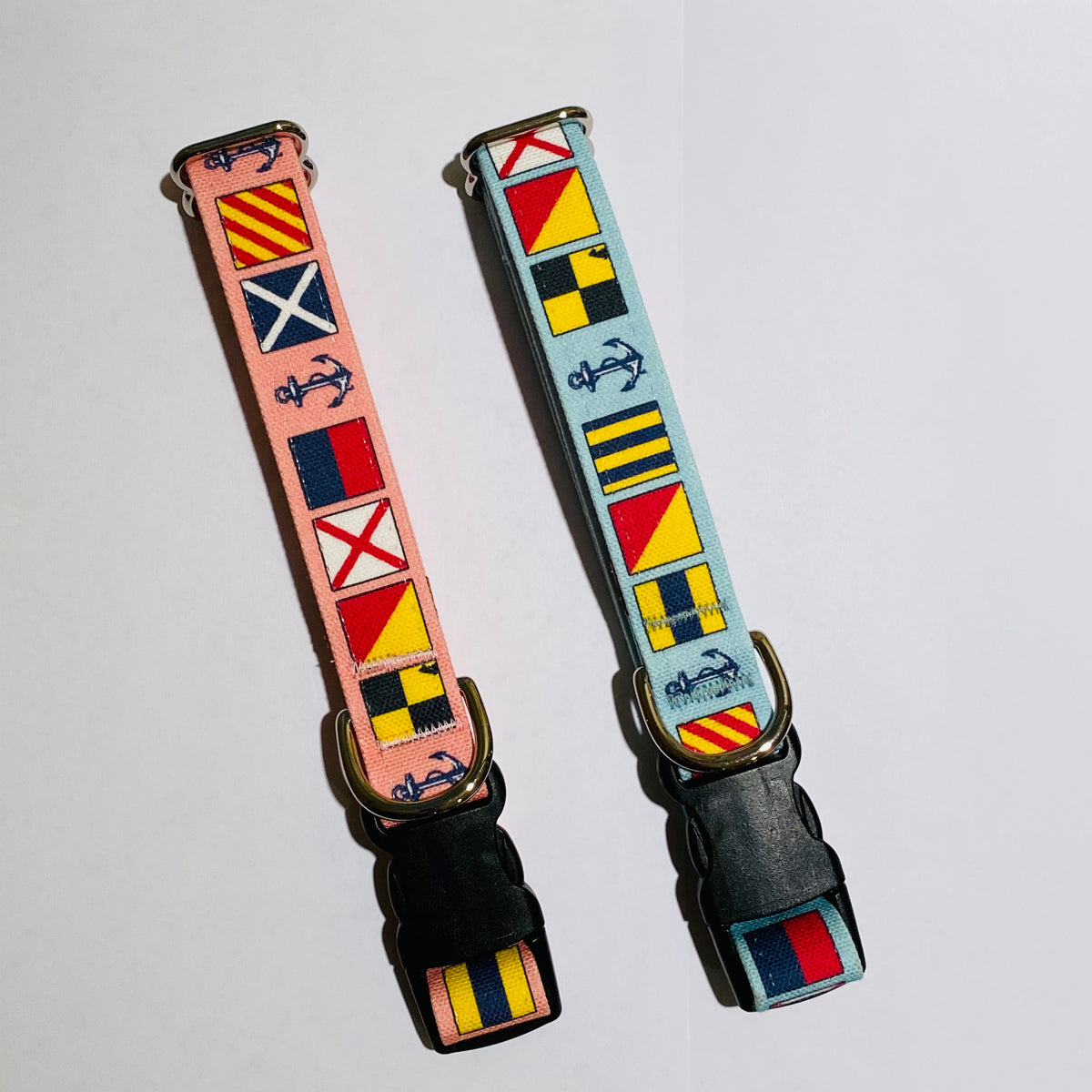 "Love My Dog" Nautical Signal Flag Dog Collar - Caribbean Hues