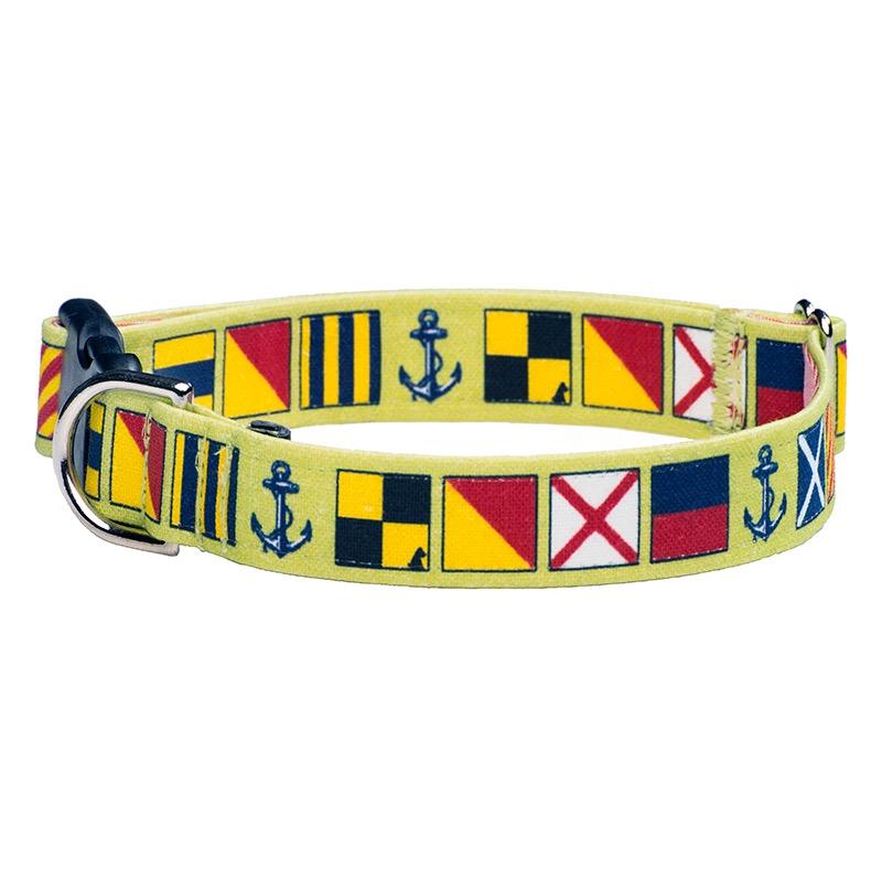 Our Good Dog Spot Love My Dog Nautical Signal Flag Dog Collar Pistachio