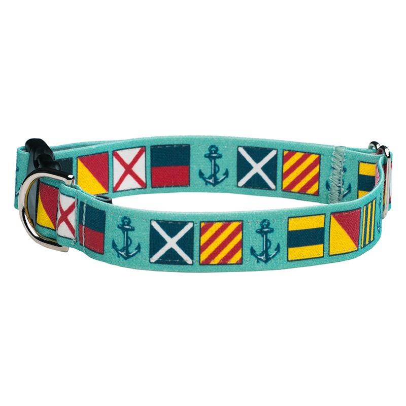 Our Good Dog Spot Love My Dog Nautical Signal Flag Dog Collar Sea Foam