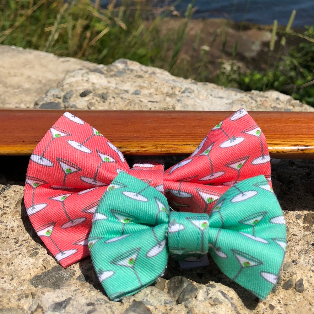 Our Good Dog Spot Coral and Mint Green Martini Bowties