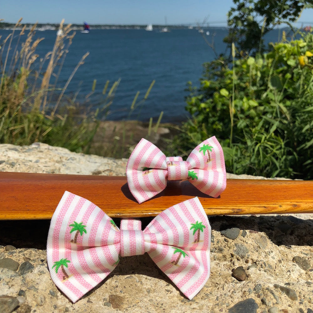 Our Good Dog Spot Striped Palm Tree Bowtie