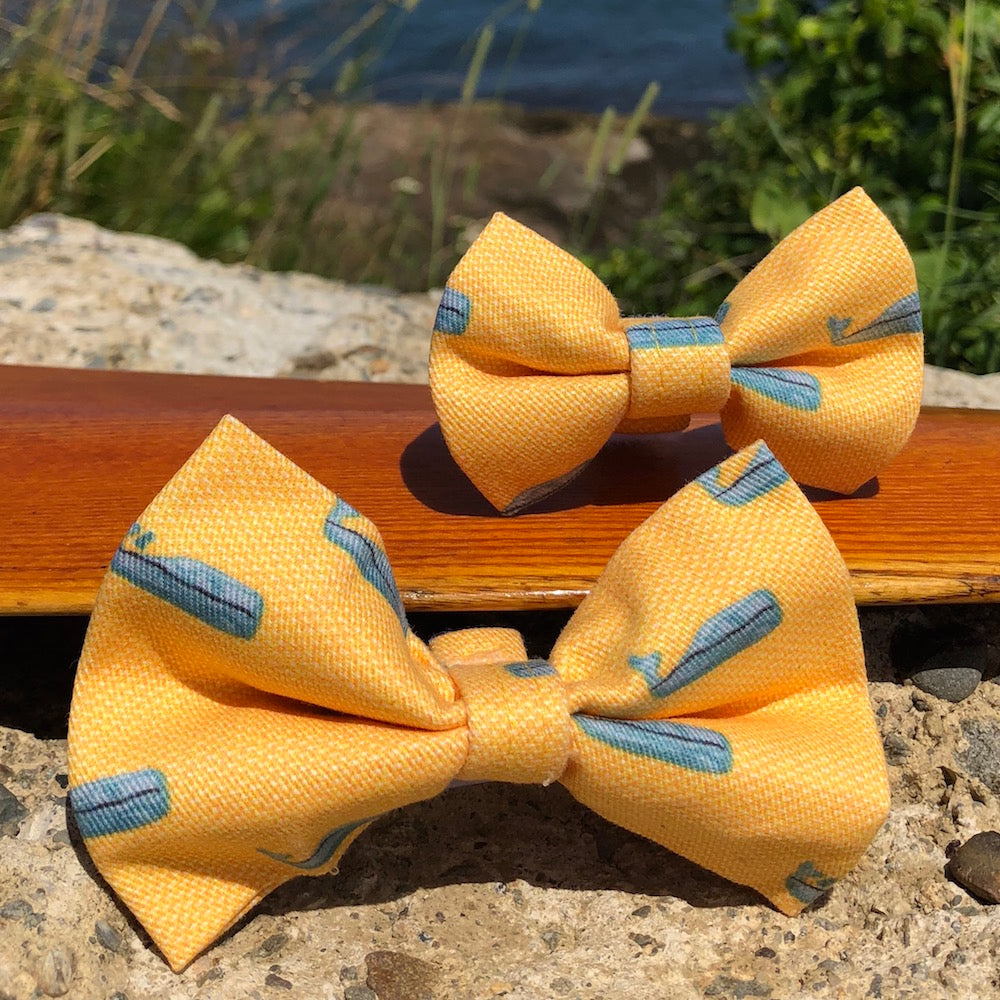 Our Good Dog Spot Yellow Nantucket Whale 23 Bow Tie