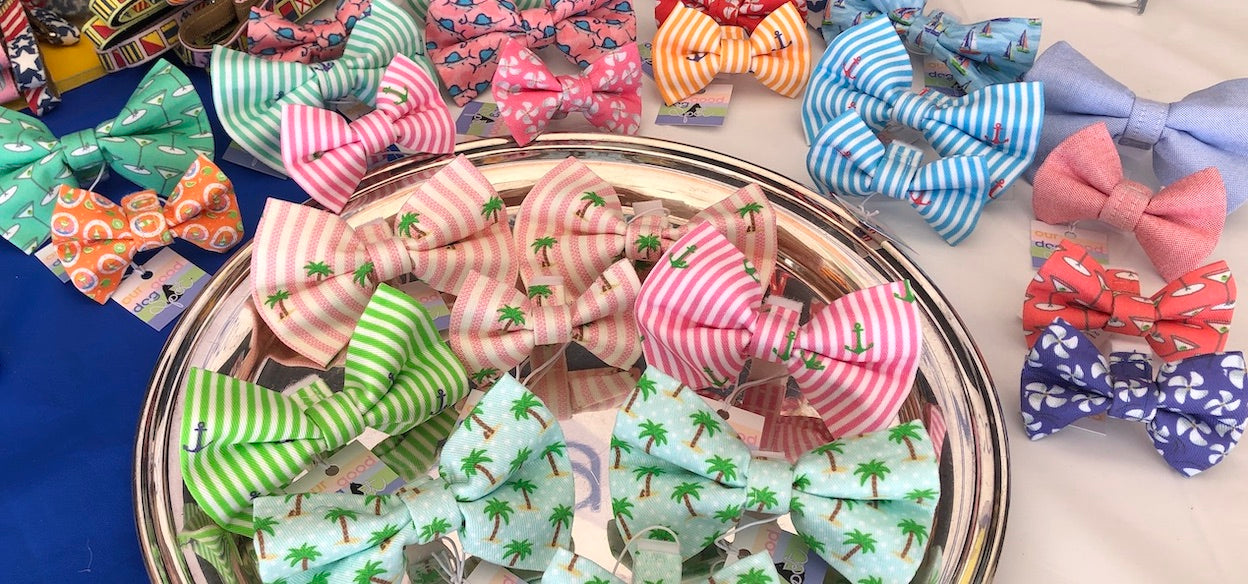 Nautical dog bow bowtie for collar