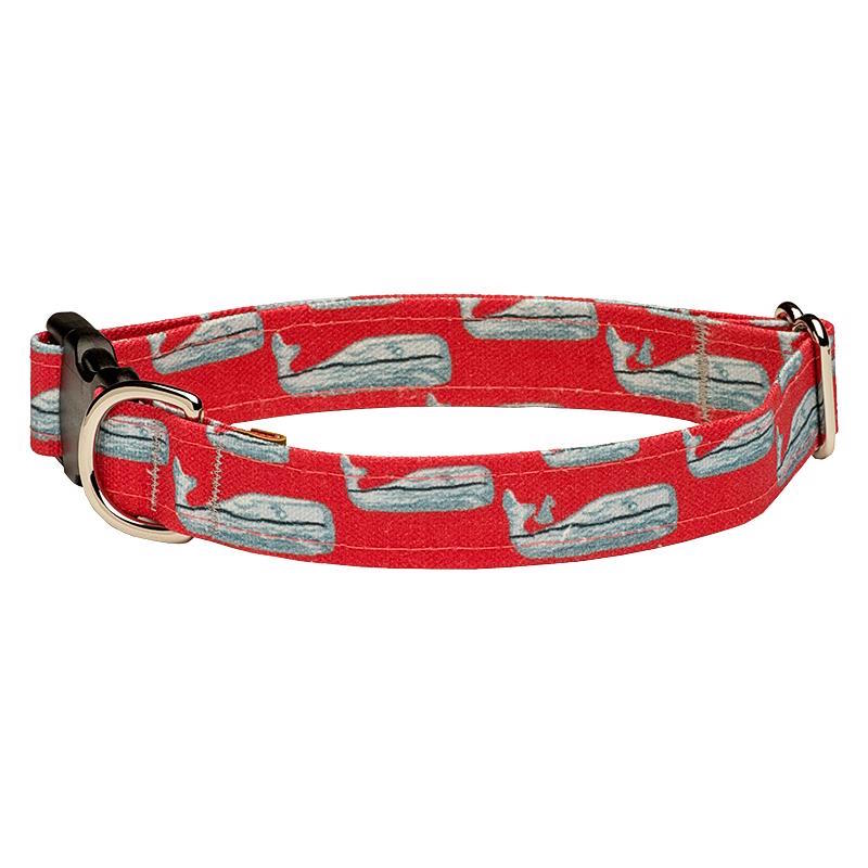 Nantucket Whale #23 Dog Collar - Red