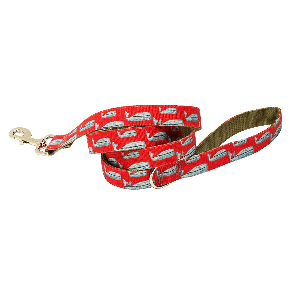 Our Good Dog Spot Nantucket Whale 23 Dog Lead Red