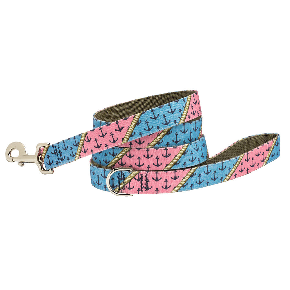 Our Good Dog Spot Anchors Aweigh Dog Lead Pink and Blue Patchwork