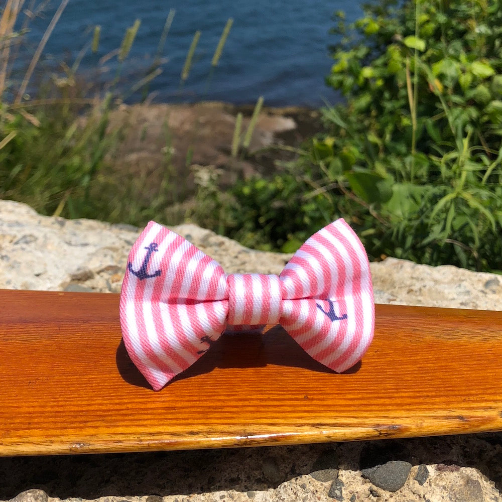 Our Good Dog Spot Sun Kissed Coral Oxford Anchor Bowtie 