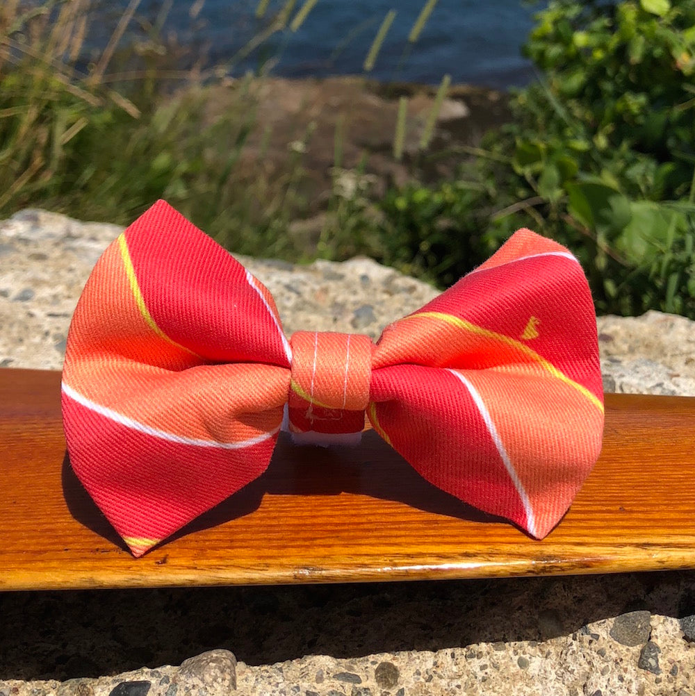 Our Good Dog Spot Red and Melon Ivy League Repp Stripe After 5 Bowtie 