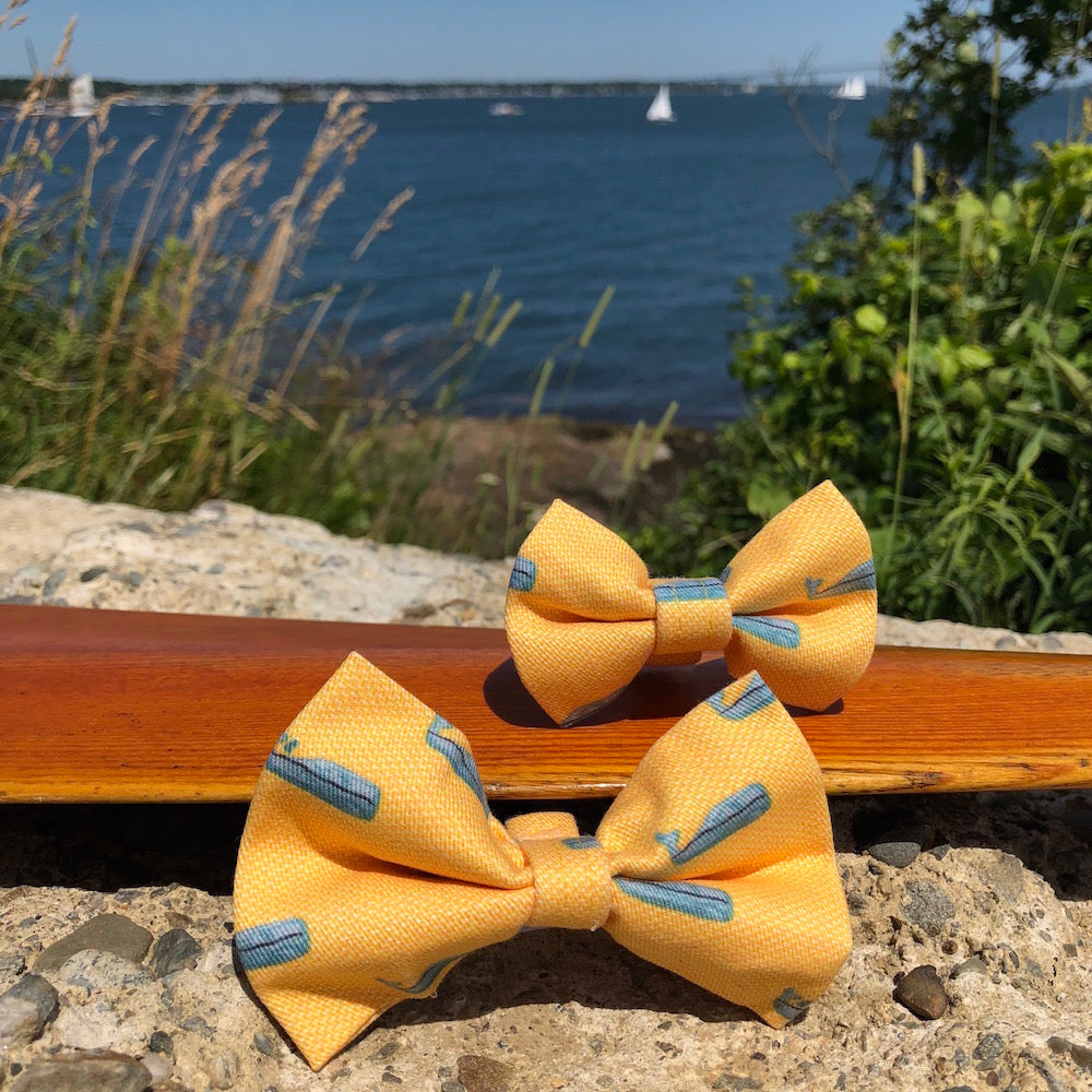 Our Good Dog Spot Yellow Nantucket Whale 23 Bow Tie